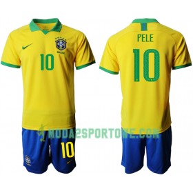 Koszulka Brazylia PELE 10 Dziecięcy Domowe Stroje Piłkarskie Copa América 2019 Krótki Rękaw